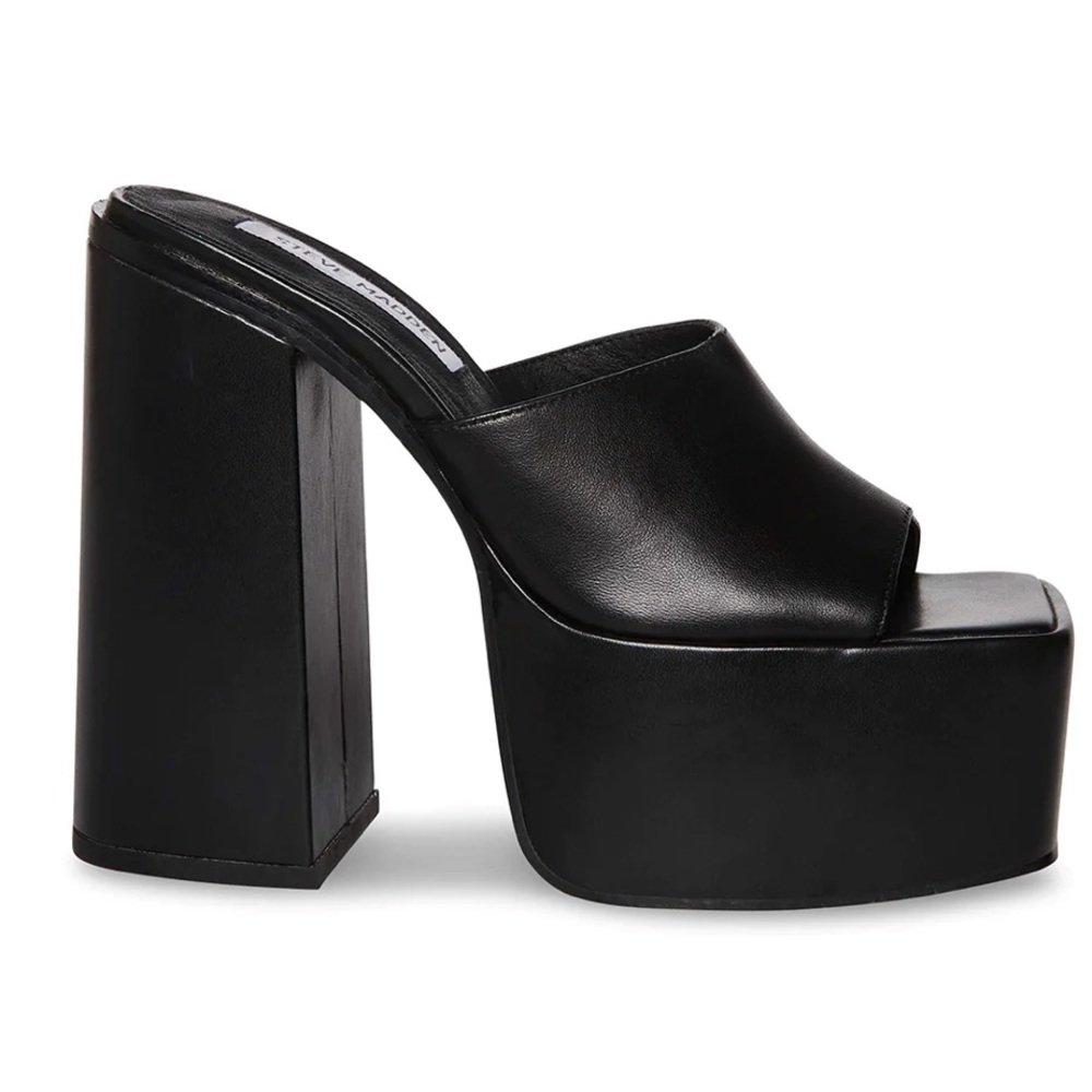 Steve Madden TRIXIE BLACK LEATHER Platform Heels